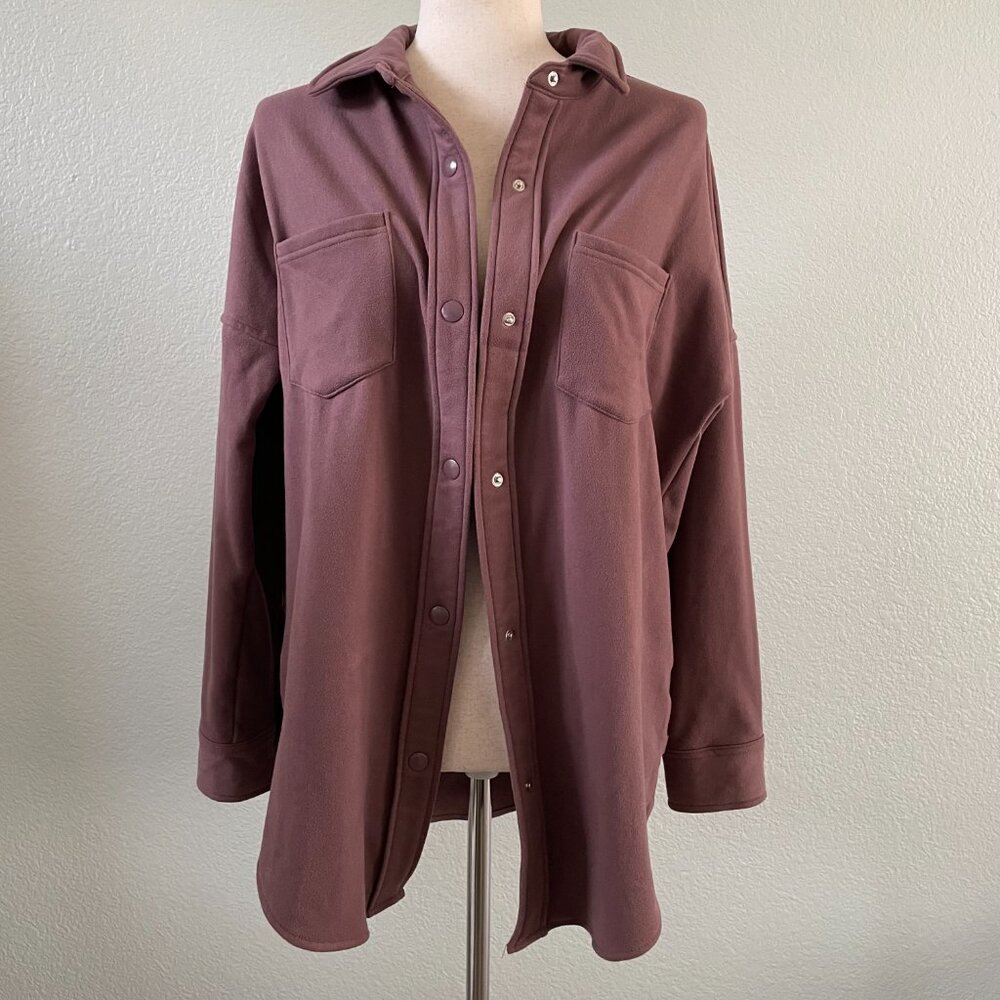 Mondetta Womens Soft Plush Cozy Moisture Wicking Snap Button Up Shirt | Medium